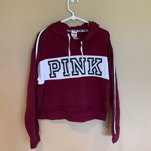 VS PINK cropped maroon hoodie sweatshirt